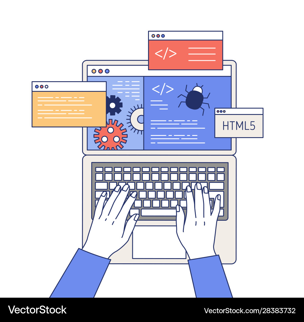 Professional programming outline Professional programming outline vector image