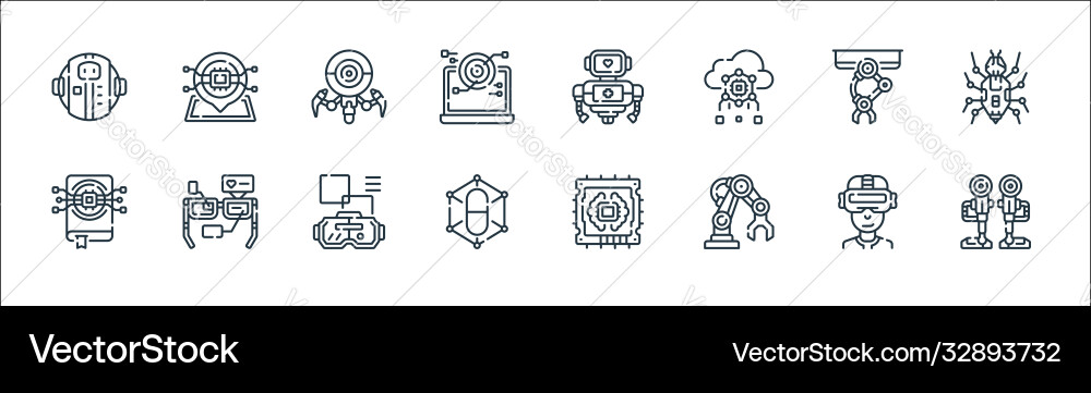 Robotics line icons linear set quality vector image
