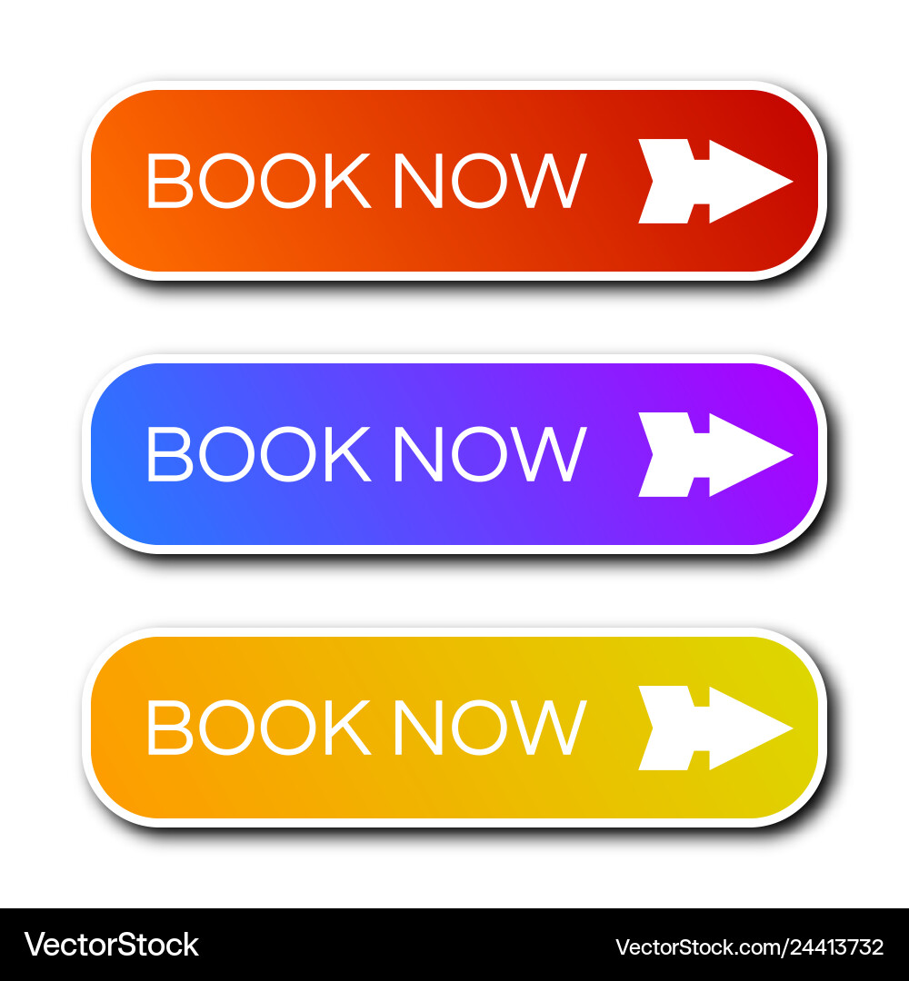 Set of three modern gradient buttons with shadows Set of three modern gradient buttons with shadows vector image