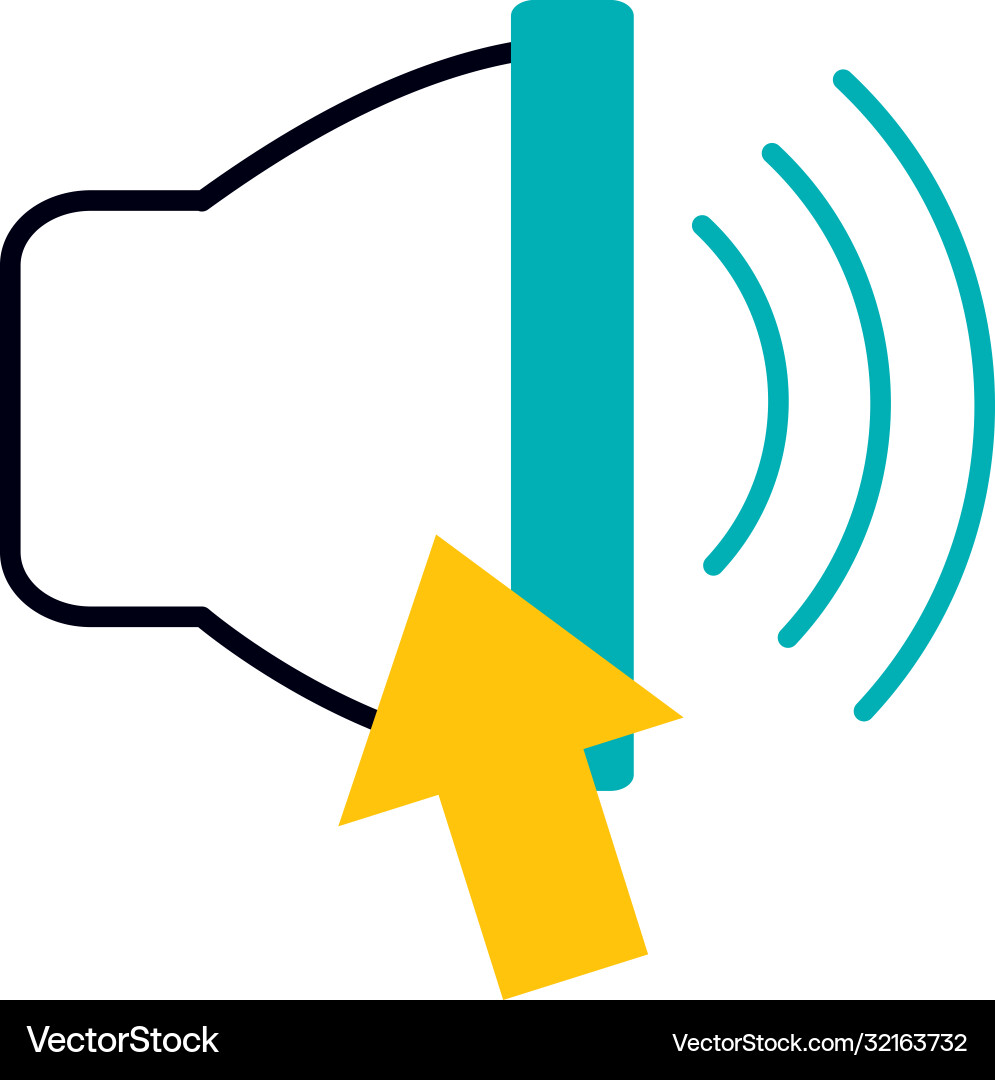 Sound speaker and arrow cursor icon half line Vector Image