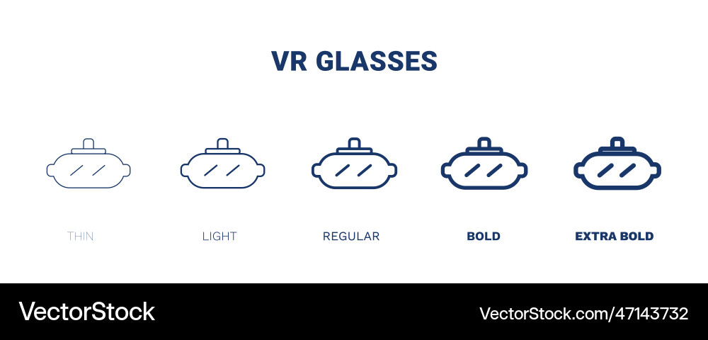 Vr glasses icon thin light regular bold black Vr glasses icon thin light regular bold black vector image