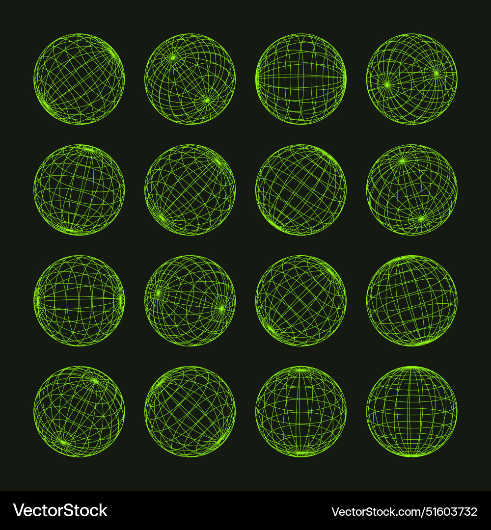 Wireframe shapes lined sphere perspective mesh Wireframe shapes lined sphere perspective mesh Vector Image