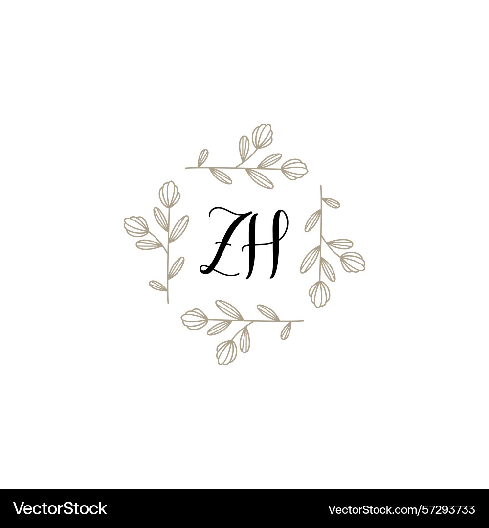 Botanical monogram logos with initial zh Vector Image