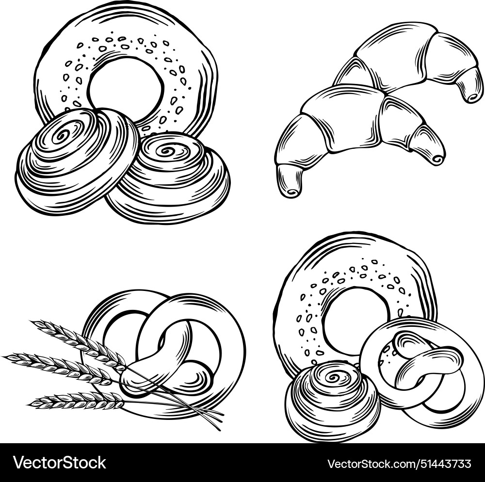 Bread bakery products set graphics Royalty Free Vector Image