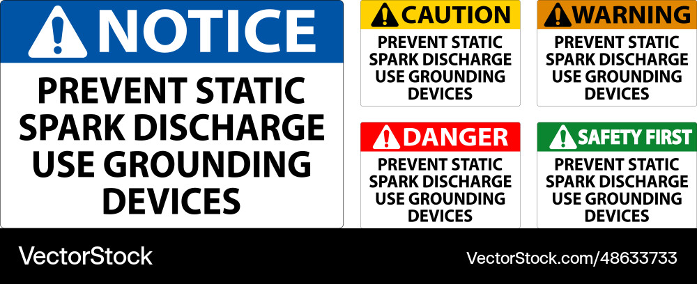 Caution sign prevent static spark discharge use Caution sign prevent static spark discharge use vector image