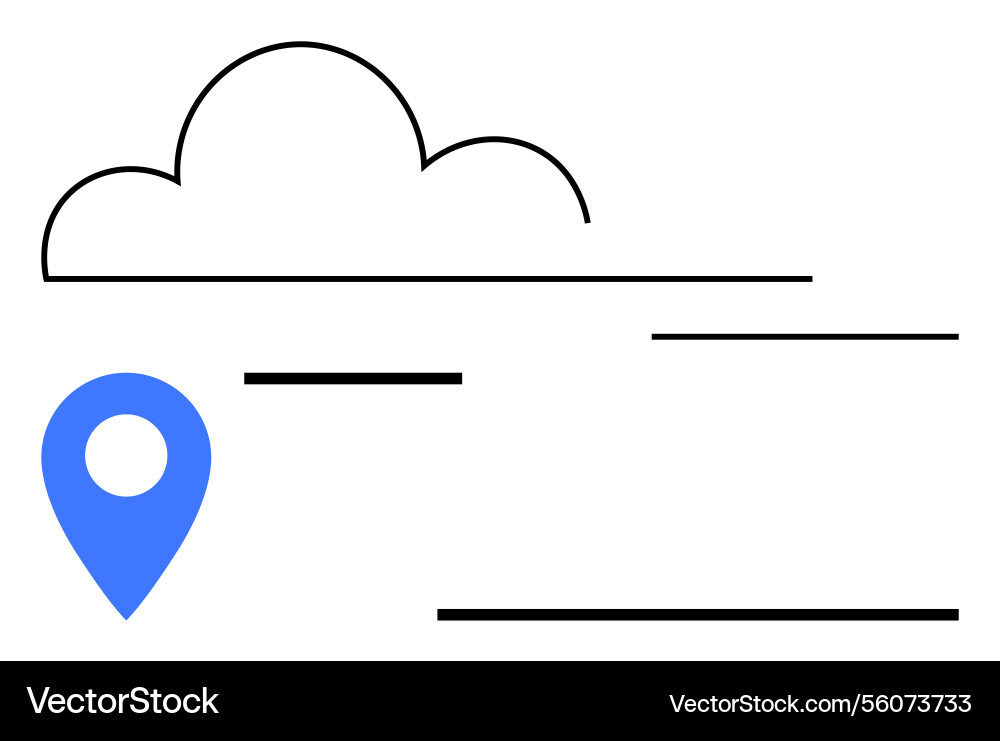 Cloud and location marker with minimalist lines Vector Image