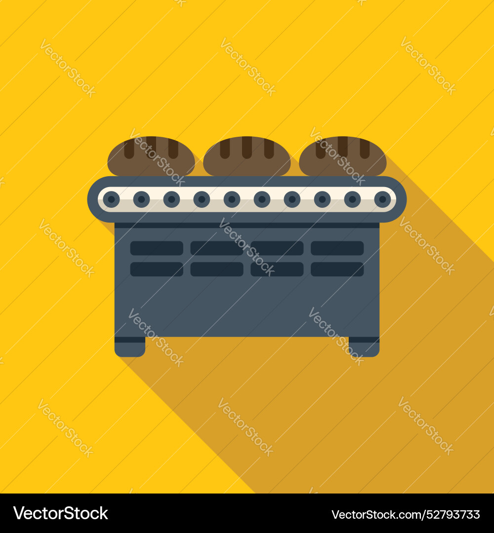 Conveyor Belt Carrying Freshly Baked Bread Vector Image