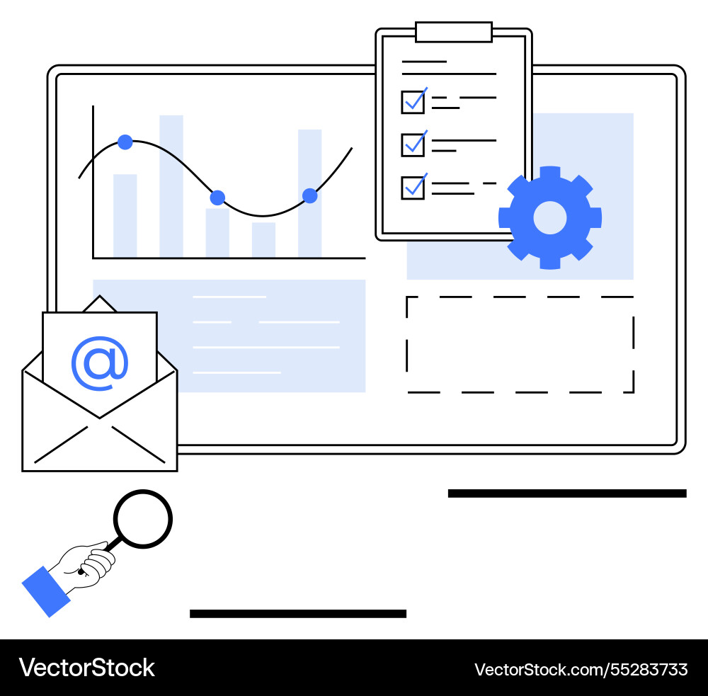 Data analysis dashboard with charts checklist vector image