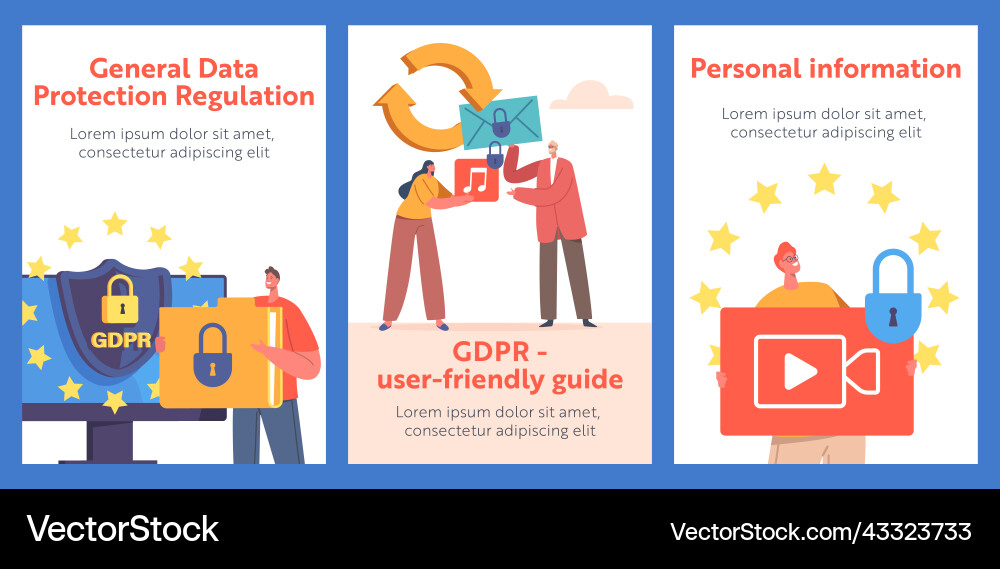 Gdpr privacy data protection in internet virtual Gdpr privacy data protection in internet virtual vector image
