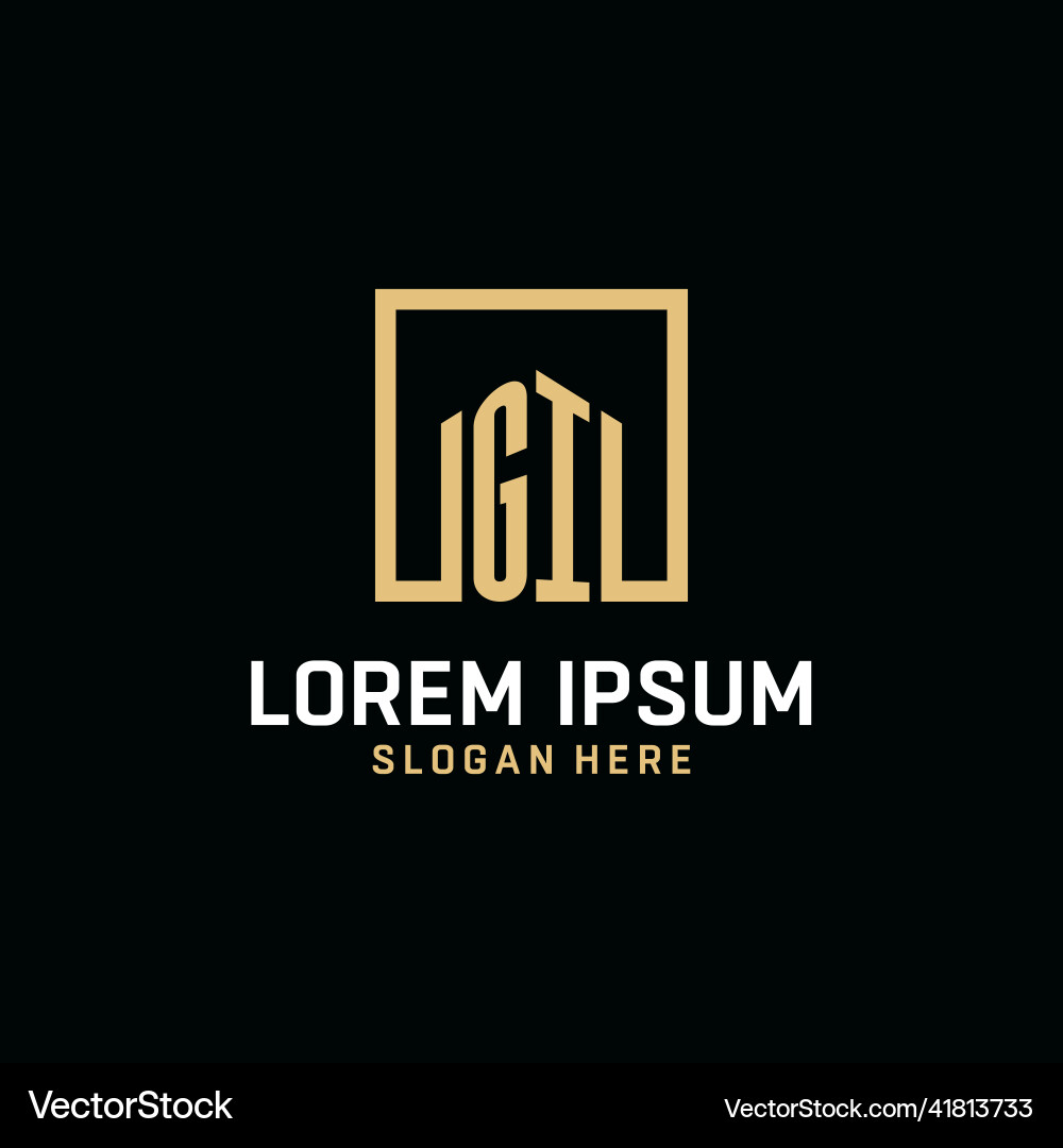 Gi initial monogram logo design with square shape Vector Image