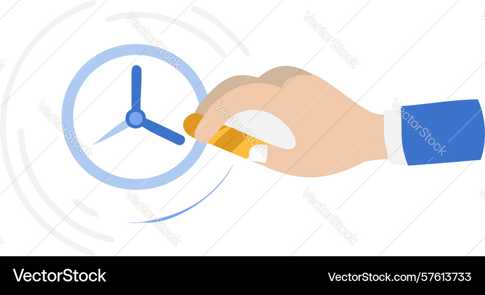 Hand adjusting clock icon for custom time design vector image