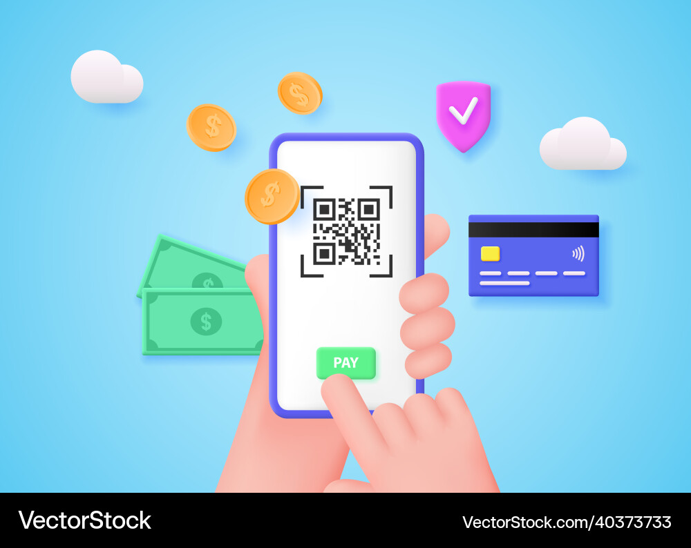 Hands hold a smartphone to scan the qr code Hands hold a smartphone to scan the qr code vector image