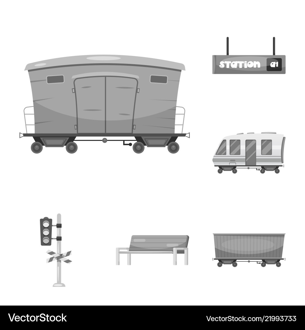 Isolated object of train and station sign Isolated object of train and station sign vector image