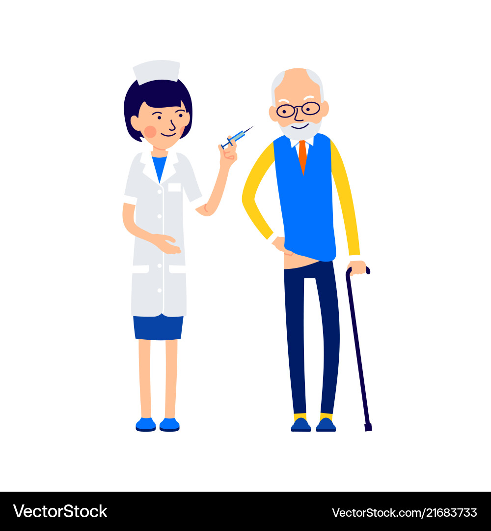 Nurse is preparing to make an elderly patient Nurse is preparing to make an elderly patient vector image