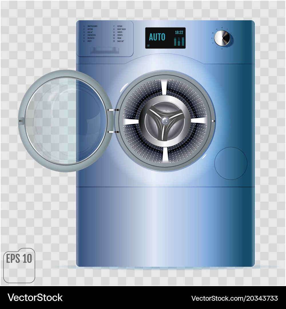 Open double washing machine with small load box Vector Image
