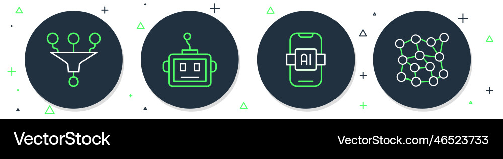 Set line artificial intelligence robot ai funnel Set line artificial intelligence robot ai funnel Vector Image
