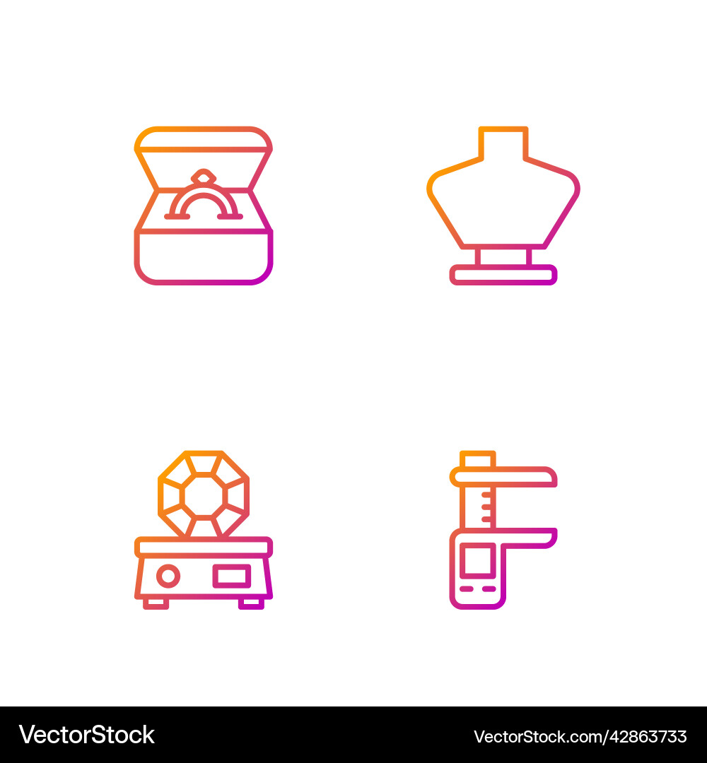 Set line calliper or caliper and scale gem stone Set line calliper or caliper and scale gem stone vector image