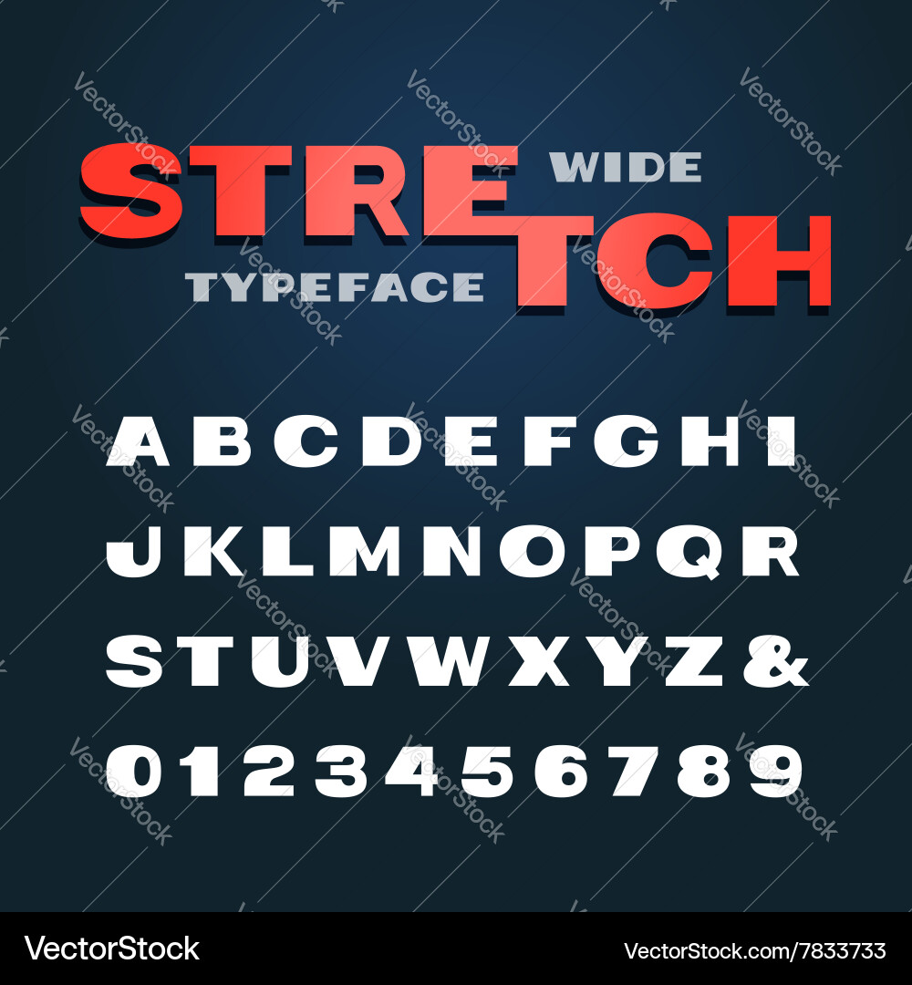 Stretch Font Alphabet - Bold & Modern Vector Image