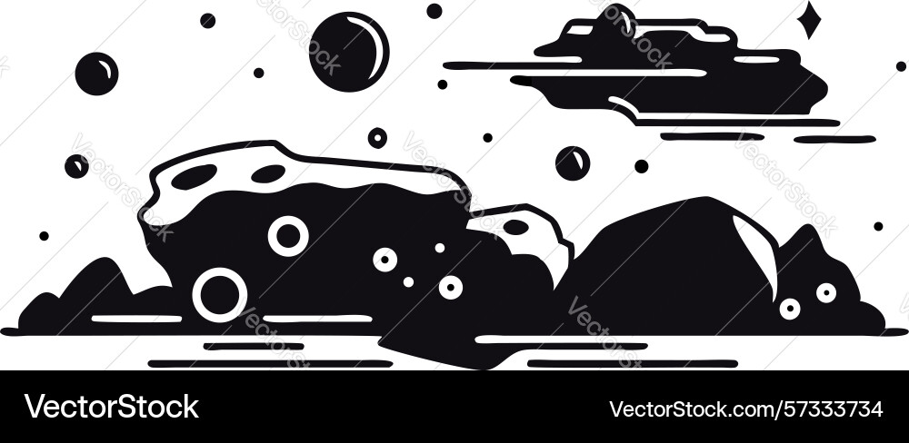 Abstract dark floating asteroid rocks design Vector Image