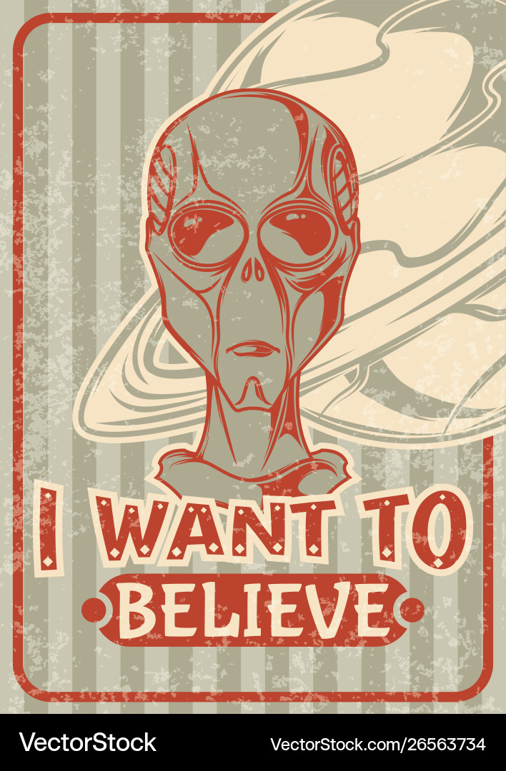 An alien and a retro pattern vector image