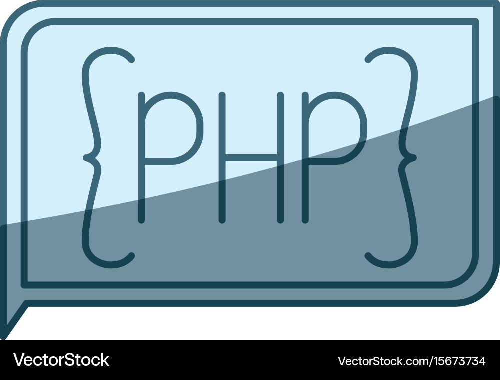 Blue shading silhouette of rectangle text php vector image