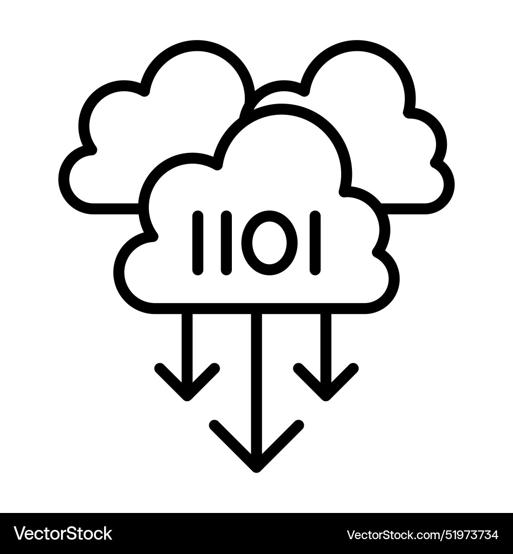 Cloud computing icon in thin line style graphic vector image