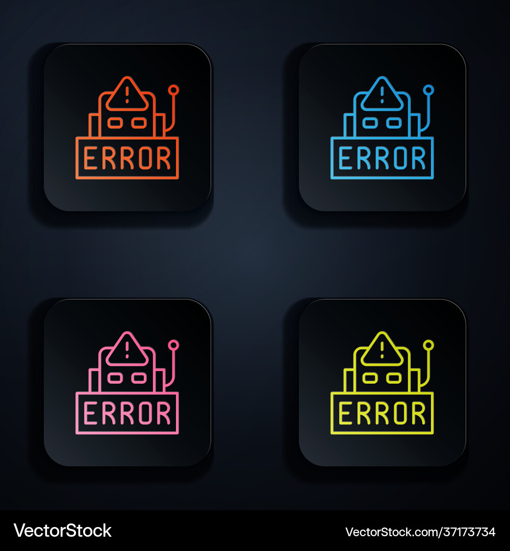 Color neon line error in operation program Color neon line error in operation program vector image