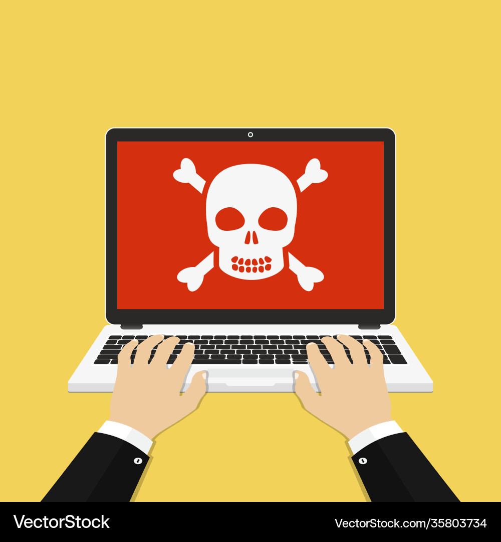 Concept computer system error virus Concept computer system error virus vector image