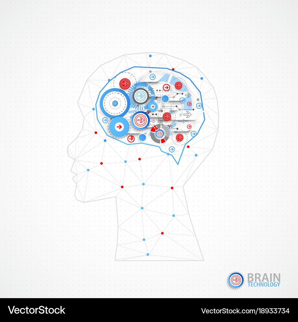 Creative brain concept background with triangular vector image