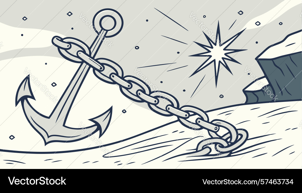 Dynamic anchor and chain with a starburst vector image