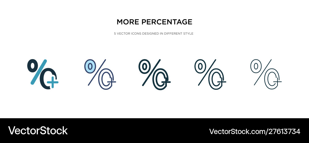 More percentage plus button icon in different More percentage plus button icon in different vector image