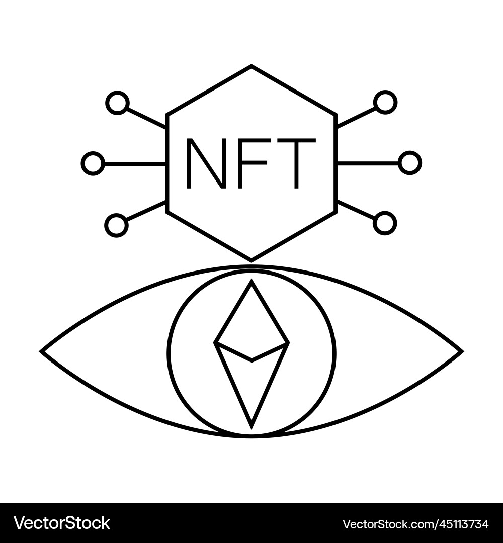 Nft coin line icon unique token and blockchain Nft coin line icon unique token and blockchain vector image