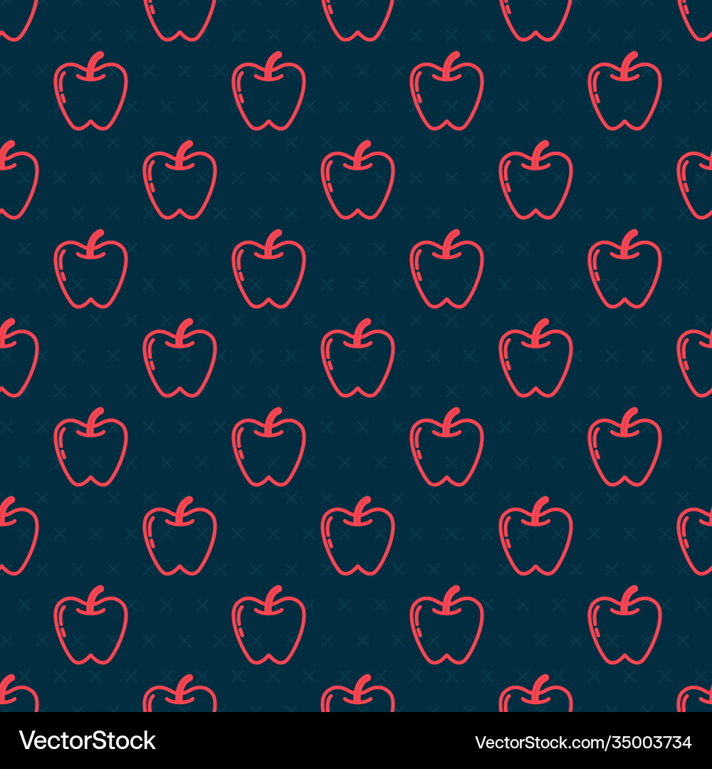Red line apple icon isolated seamless pattern Red line apple icon isolated seamless pattern Vector Image