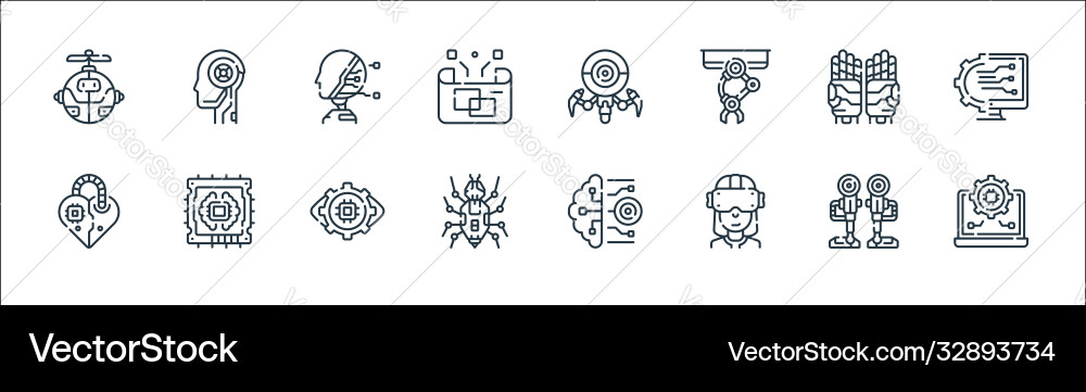 Robotics line icons linear set quality Robotics line icons linear set quality vector image