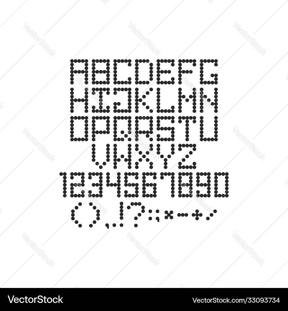 Round pixel font with letters and numbers Round pixel font with letters and numbers vector image