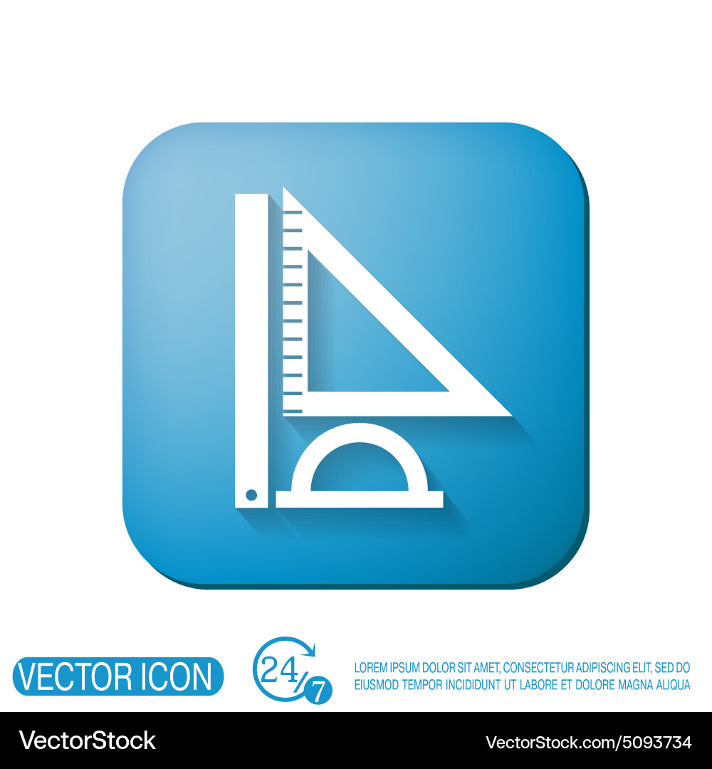 Ruler protractor triangle symbol of geometry vector image