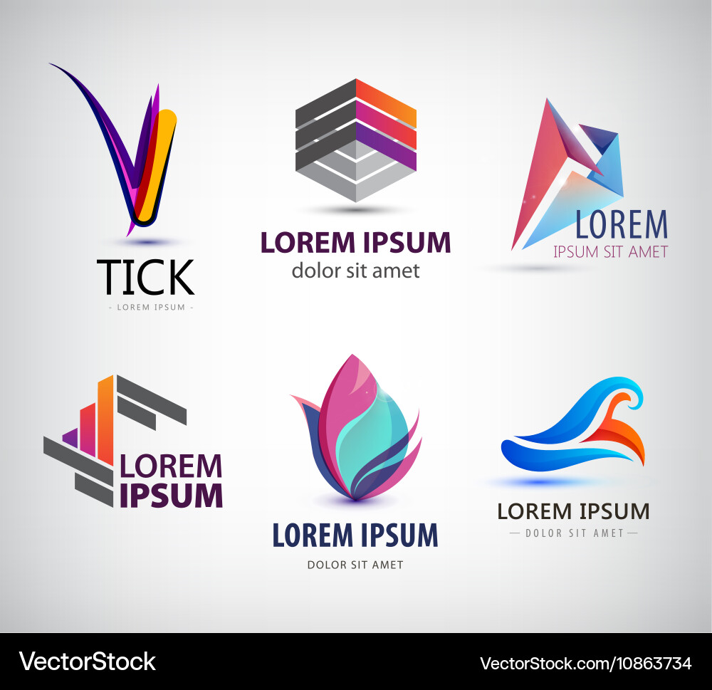 Set of abstract logo design web icons 3d Vector Image
