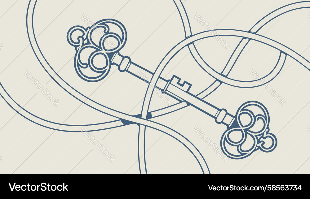 Swirling Keys & Abstract Path Vector Image