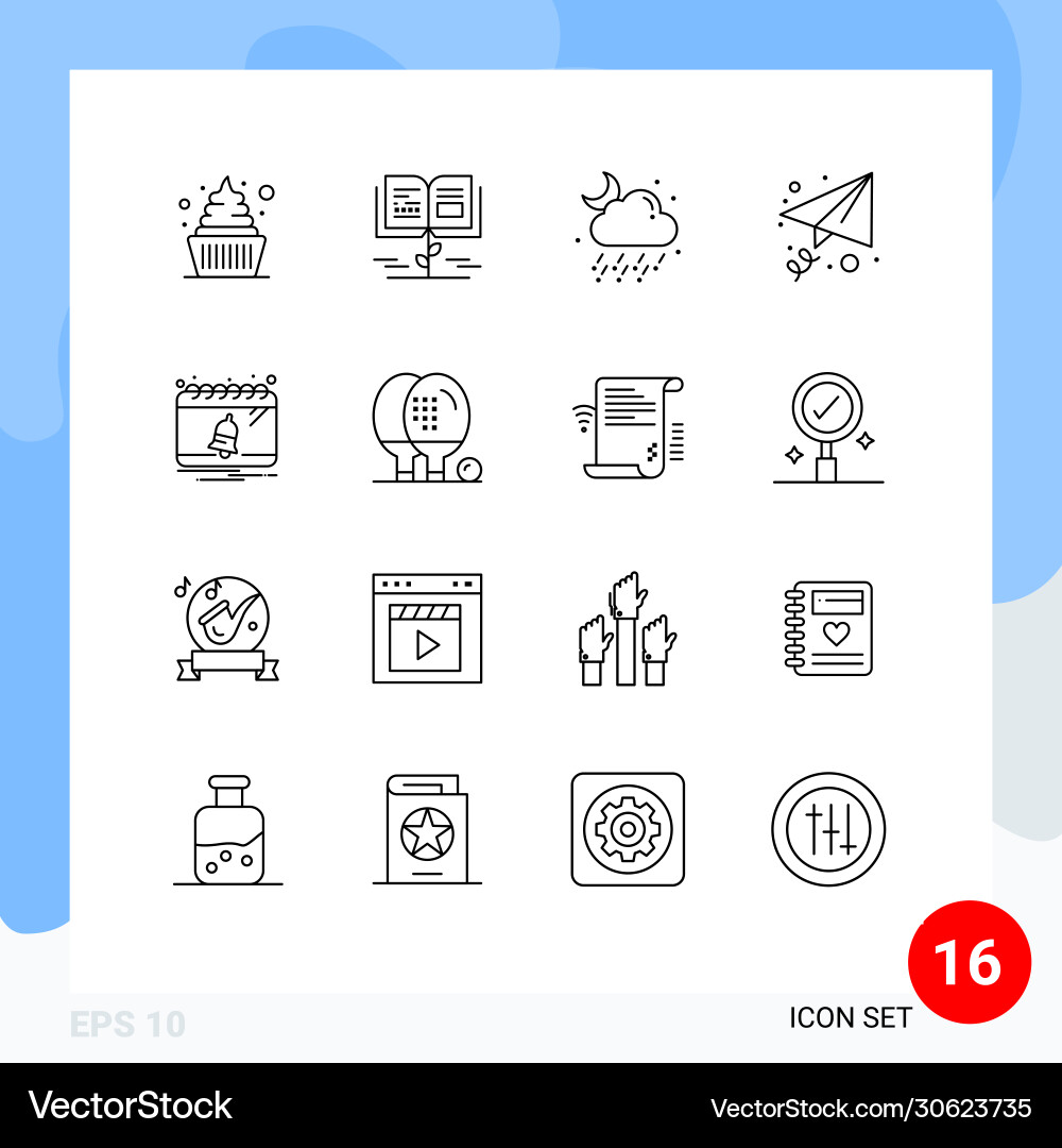 16 universal outlines set for web and mobile vector image