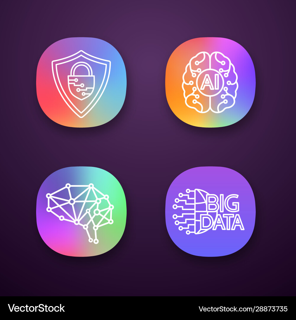 Artificial intelligence app icons set Artificial intelligence app icons set vector image