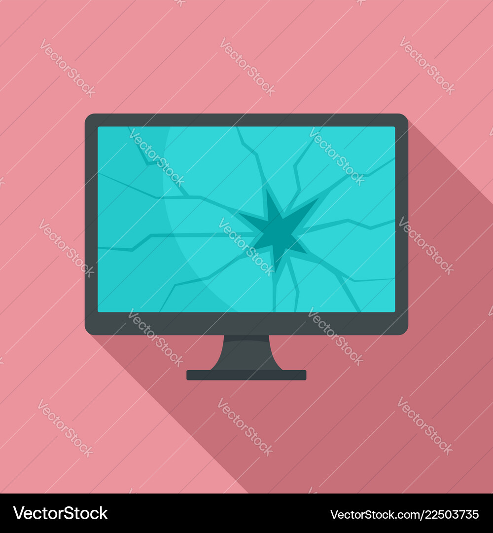 Broken computer monitor icon flat style Broken computer monitor icon flat style vector image