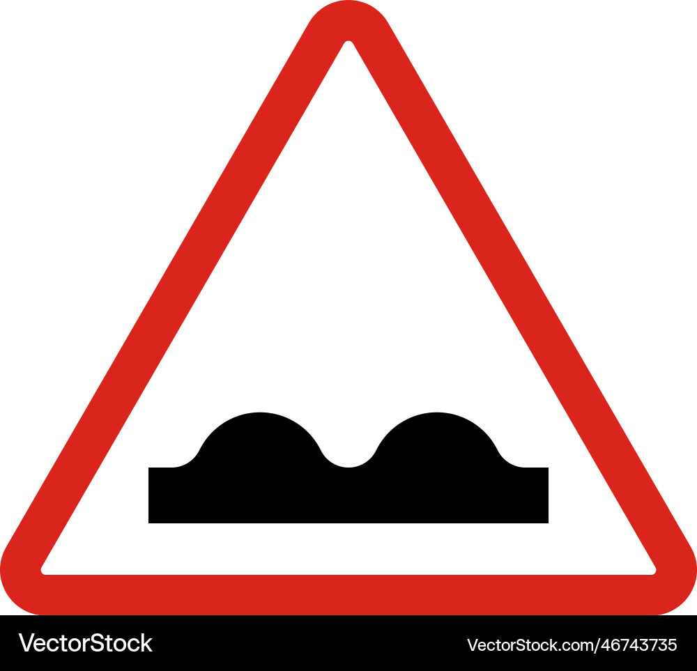 Bumpy road sign uneven red triangle vector image