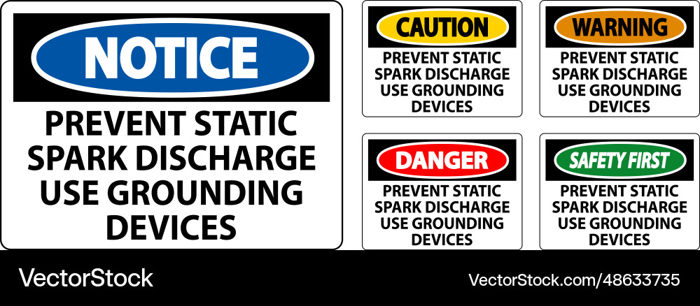 Caution sign prevent static spark discharge use Caution sign prevent static spark discharge use vector image