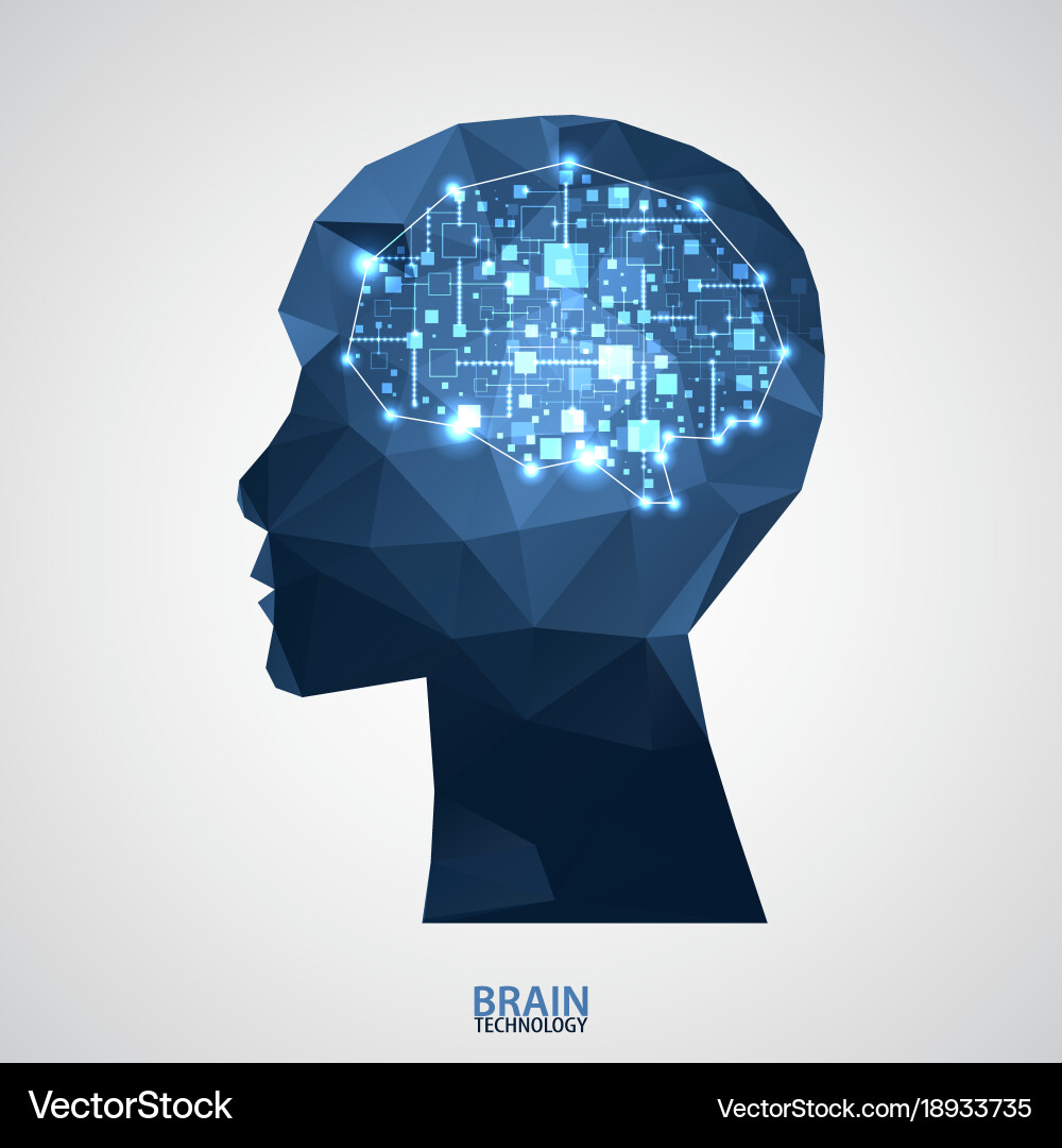 Creative brain concept background with triangular vector image