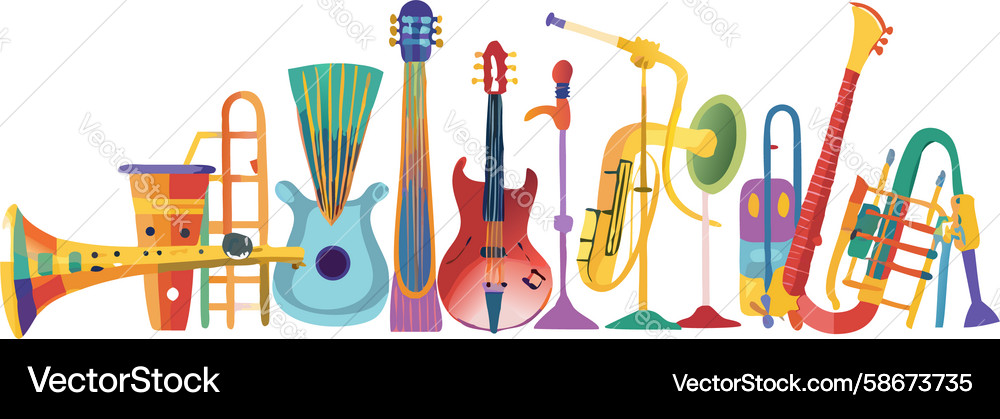 Dynamic array of musical instruments and marching Vector Image