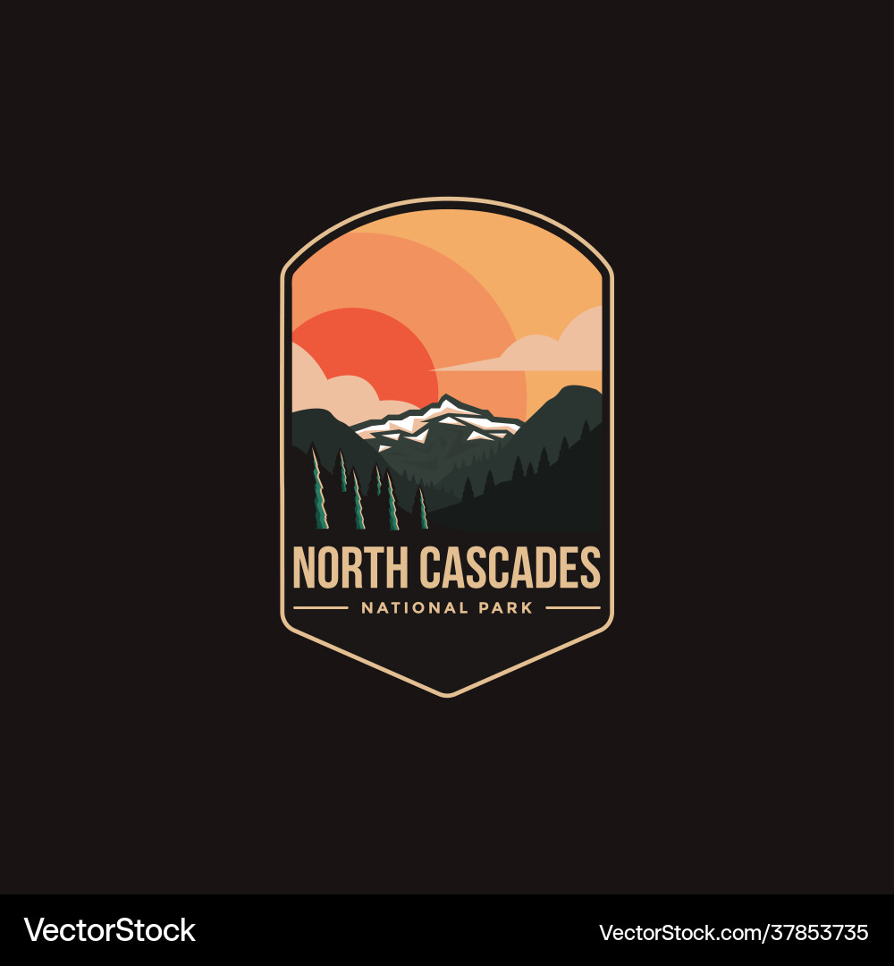 Emblem patch logo north cascades national park vector image