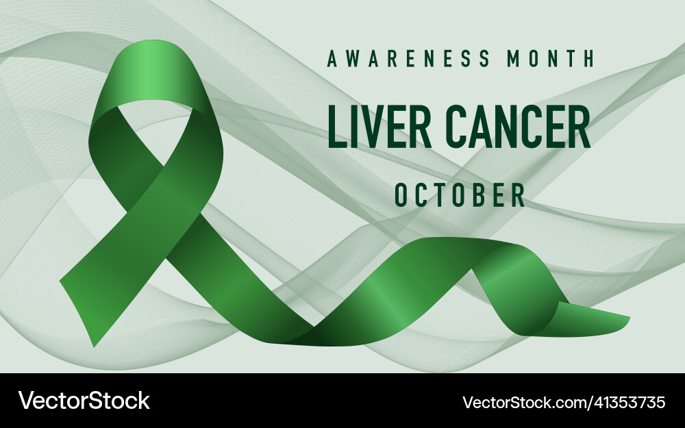 Green ribbon as a symbol of liver cancer Green ribbon as a symbol of liver cancer vector image