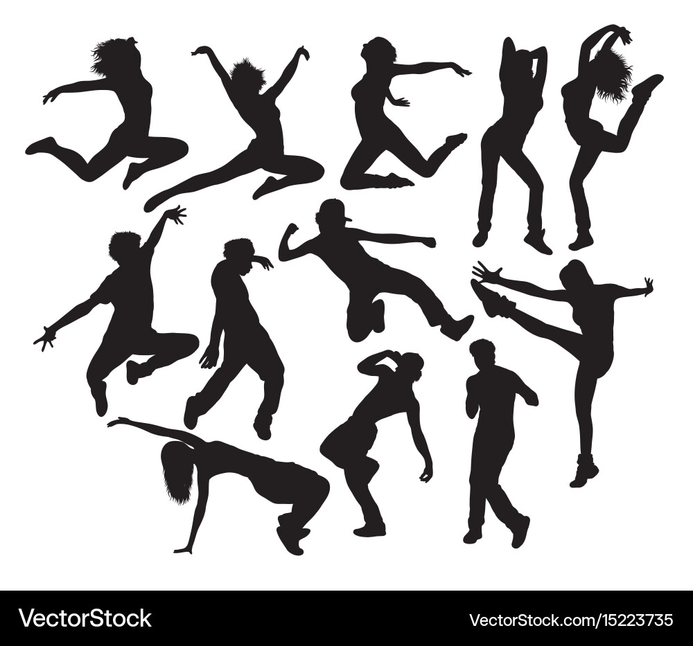 Hip Hop Dance Silhouettes Vector Image