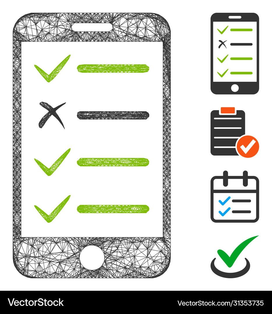 Mobile checklist web mesh Mobile checklist web mesh vector image