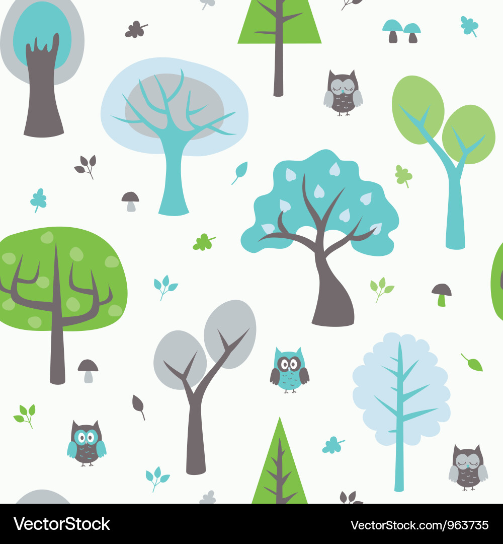 Owl Forest Wallpaper vector image